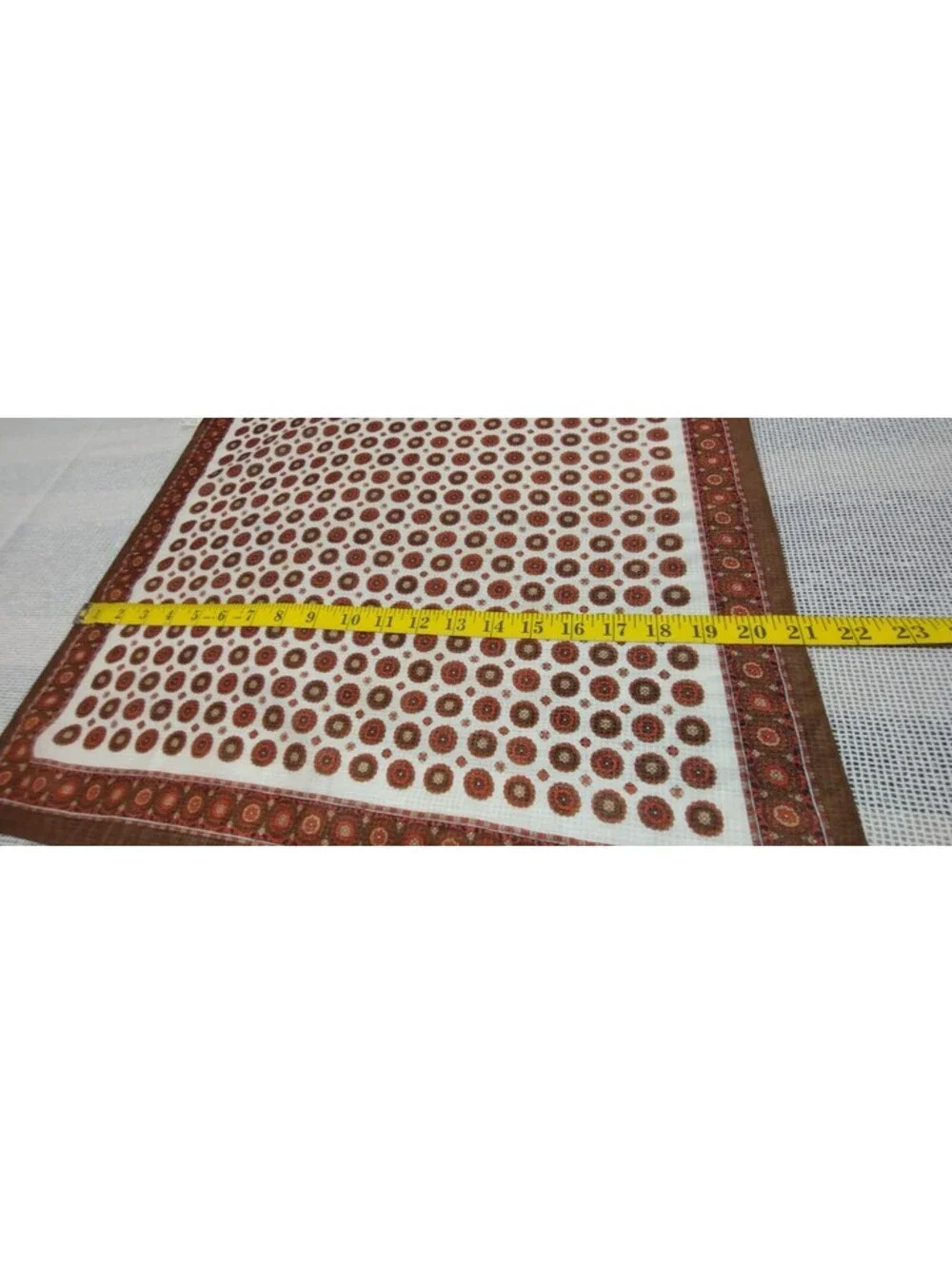 Vintage 60s Scarf Mid Century Brown Shades Floral Circles Nylon Rayon Made Japan